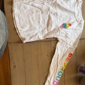 Disney White Long Sleeve Shirt with Rainbow Heart and 'BE PROUD' Sleeve